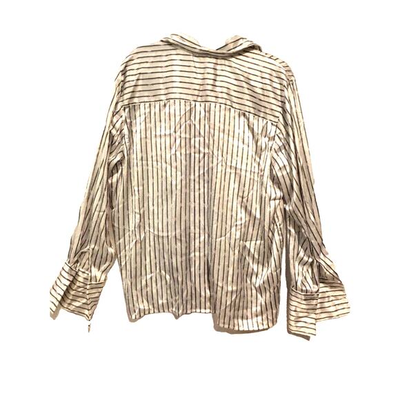 Jones New York Sz 16W Women Classy Looped Stripes Satin Top Old Money Capsule - Picture 8 of 9